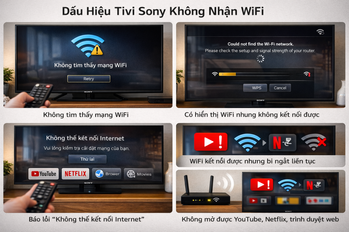 Sửa tivi sony không nhận wifi