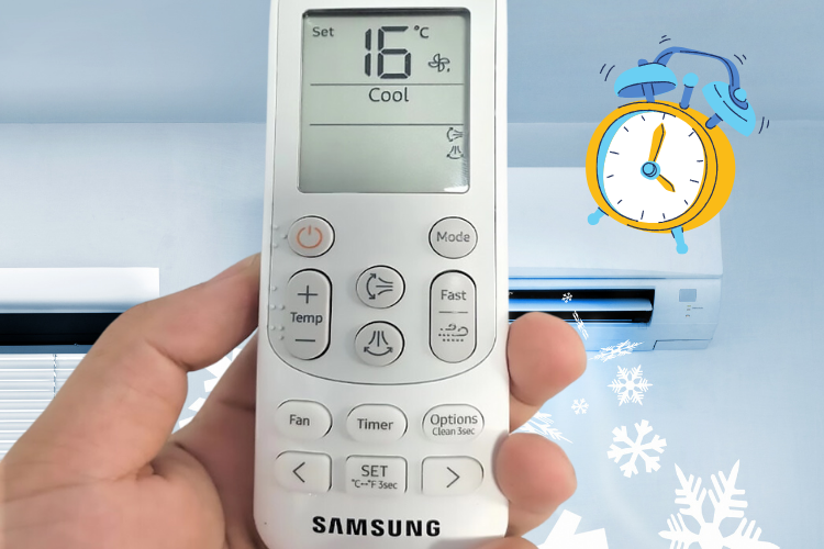 Hướng dẫn cách hẹn giờ bật điều hòa Samsung.