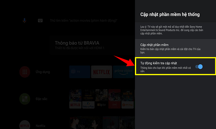 Cập nhật phần mềm tivi.
