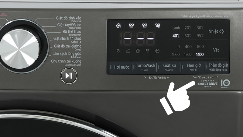 Cách tắt chế độ khóa trẻ em khi máy giặt LG báo lỗi CL.